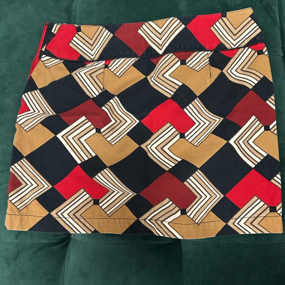 LOFT Bold Geometric Mini Skirt - Red, Black, Tan